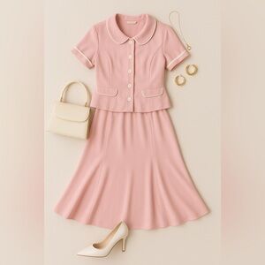Vintage Danny & Nicole Powder Pink Skirt Set